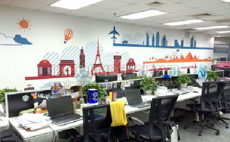  五河教你设计办公室墙绘的方法。